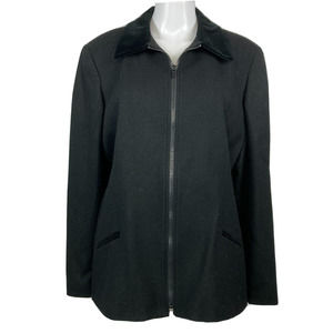 Urban Wool Blazer‎ Jacket Womens Sz 16 Black Full Zip Merino Velvet Collar